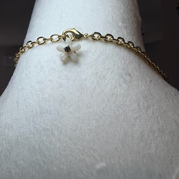 Talbots Black White Gold Floral Statement Necklace 140 - Picture 15 of 16